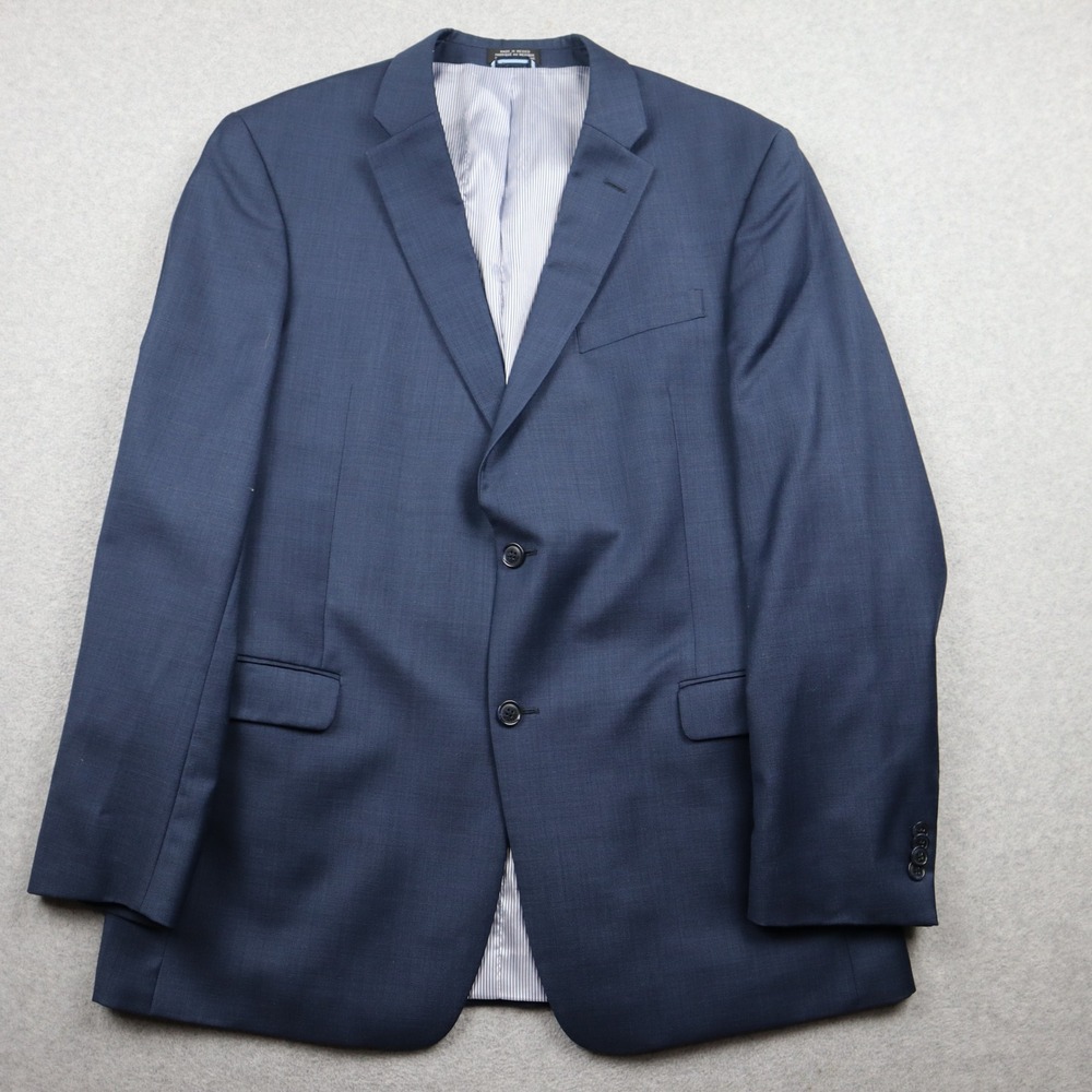 Tommy Hilfiger Blazer Mens 44L Worsted Wool Blue Two Button Single Vent Jacket
